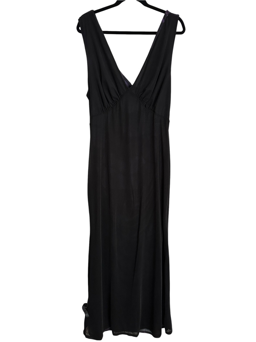 ASOS Curve Plunge Sheer Ruched Maxi Dress Cowl Back Purple Black Snake Print 18 - Picture 9 of 13